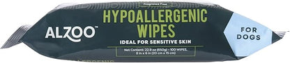 ALZOO Grooming Hypoallergenic Wipes for Dogs, 100% Plant-Based Active Ingredients, 100 Count