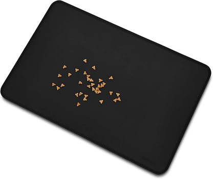 Amazon Basics Waterproof Non-Slip Silicone Pet Feeding Mat with Raised Edges, Prevents Spills, Easy to Clean, Protects Floors for Cat & Dog Food and Water Bowls, 24 x 16 Inches, Black