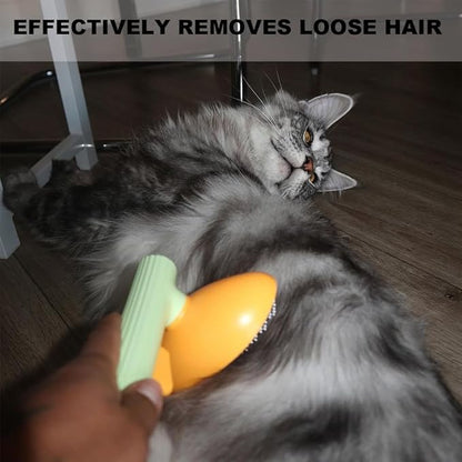Mango Dog Brush, Gentle Self Cleaning Pet Brush with Release Button for Cats and Dogs, Easy to Remove Loose Hair Daily Grooming Tool During Shedding Season
