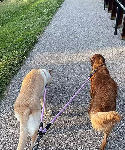 Double Dog Leash Coupler, Heavy Duty Extension Rope for Two Dogs, No Tangle 1/2" Thick Dual Dog Lead Splitter for Large Medium Dogs Over 40 lbs (33"- Pinkblue) - Image 3
