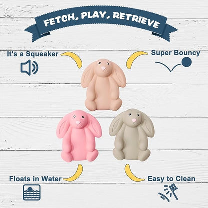 Squeaky Dog Toys for Medium Dogs, Soft Latex Bunny Squeaky Dog Ball, Cute Funny Squeak Rabbit Pet Toys