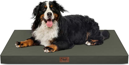 Outdoor All Weather Waterproof Dog Bed, Orthopedic Dog Bed for Extra Large Dogs, Egg Crate Foam Crate Pad with Washable Removable Oxford Cooling Cover, 47x29 Inch, Brown