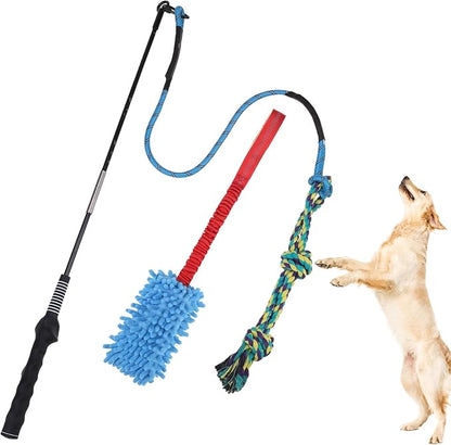 BINGPET Flirt Pole for Dogs,Interactive Dog Toys for Large Medium Small Dogs Chase and Tug of War,Durable Dog Teaser Wand Flirt Pole with Lure Chew Rope Toys for Outdoor Exercise & Training
