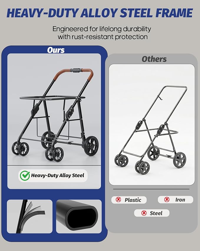 Dog Stroller for Large & Medium Dogs, Pet Stroller for 2 Small Dogs Up to 80 Lbs, Extra Large Heavy Duty, Folding & Breathable, All-Terrain Wheels, Navy Blue