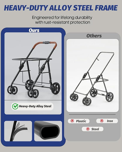Dog Stroller for Large & Medium Dogs, Pet Stroller for 2 Small Dogs Up to 80 Lbs, Extra Large Heavy Duty, Folding & Breathable, All-Terrain Wheels, Black
