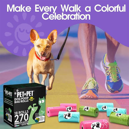 Pet N Pet 270 Counts Lavender Scented, Colorful Poop Bags for Dogs, 41% Plant Based & 59% PE Dog Poop Bags Rolls, Extra Thick Dog Waste Bag, Doggy Bag