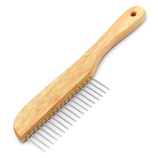 Jeffers Pet Wood Handle Grooming Comb for Dogs, Cats & Puppies – Fine Tooth Detangler for Curly, Long, or Thick Hair – Professional Wooden Handle Comb for Goldendoodle, Shih Tzu, and Poodle Coats