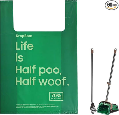 60 Count Extra Large Dog Poop Bags for A&H Swivel Bin Pooper Scooper, Pet Waste Bags with Handle for Dog Poop Cat Litter, Heavy Duty Leakproof Unscented