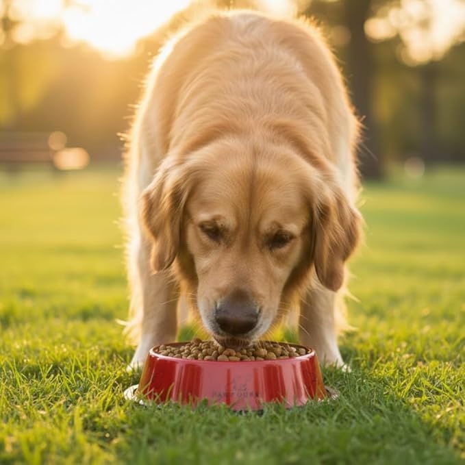 Printed Bowl 23.6 fl oz Anti-Skid Food and Water Dog Bowl | Stainless Steel Bowl for Dogs and Cats | Dog Water and Food Bowl | Dog Feeding Bowl (Red)