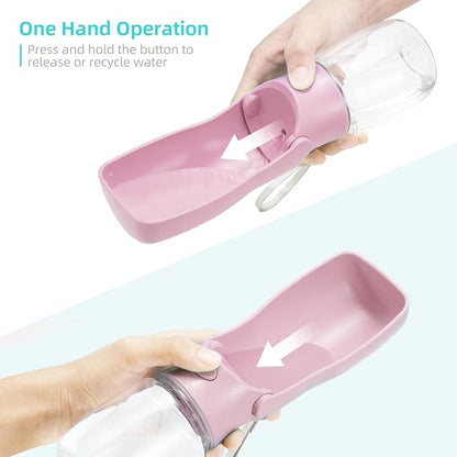 Portable Dog Water Bottle for Walking 19 OZ or 12 OZ Portable Pet Water Bottles for Puppy Small Medium Large Dogs Water Dispenser Pet Water Bowl Dog Accessories (19OZ Pink) (Pink 12 OZ)
