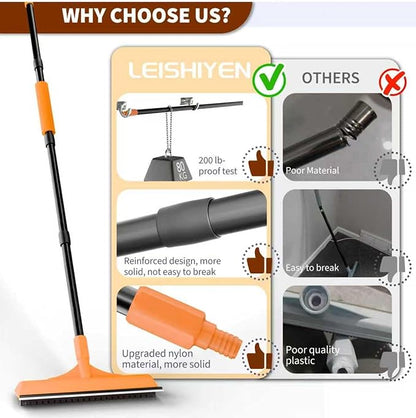 Carpet Rake for Pet Hair Removal - Reusable Dog & Cat Hair Remover with 58" Reinforced Steel Handle, 3-in-1 Professional Modular Rug Rake & Scraper Tool for Shag Rugs, Couch, Stairs (Orange)