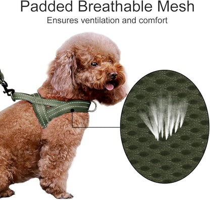 Plutus Pet No Pull Dog Harness with Breathable Mesh Padded, Adjustable Reflective Escape Proof Dog Harness, Quick Fit Dog Vest Harness for Small Medium Large Dogs(XXS, Ranger Green)