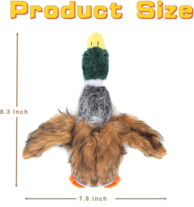 JKW Pet Dog Toys, Mallard Duck Plush & Stuffed Toys, Squeaky Puppy Toys, 8''