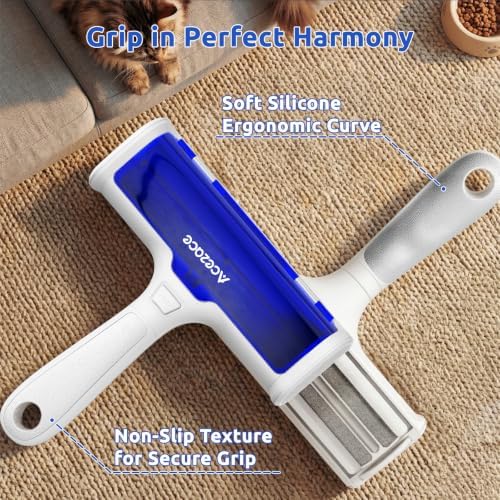 ACE2ACE Pet Hair Remover, Reusable Lint Roller with Translucent Bin, Blue - Image 4