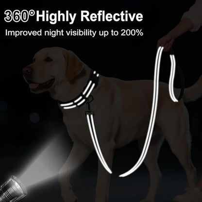 Reflective Dog Leash 4ft Soft Padded Handle Nylon Lead for Small & Medium Dogs, Durable Walking Training Leash for Night Safety (Black,3/4Inch Wide)
