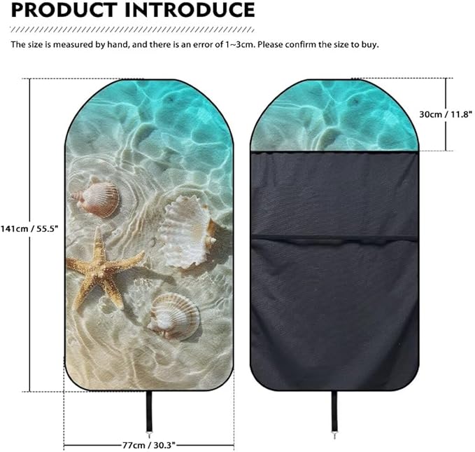 Coldinair Beach Starfish Shell Waterproof Sweat Towel Seat Cover Universal for Car Truck SUV Seat for Workout,Gym,Hiking,Beach,Outdoor Activities
