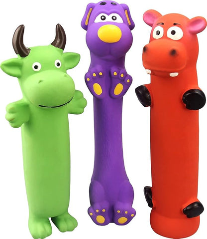 9" Squeaky Dog Toys - 3 Pack Funny Rubber Squeaky Toys, Latex Dog Chew Toys for Puppy