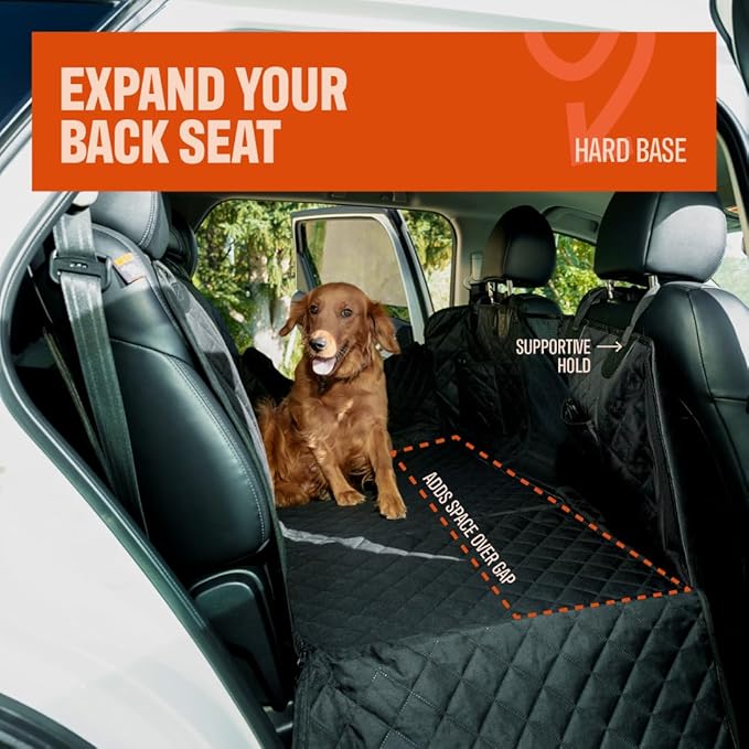 Dog Backseat Extender - Pet Car Seat Cover Hammock & Back Seat Protector | Durable Bridge Protects from Fur Dirt & Claws | Universal Fit for Cars Trucks & SUVs