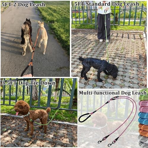 WYuZe 5 FT Double Dog Leash Detachable Rope Dual Leash for Medium Large Dog - Image 7