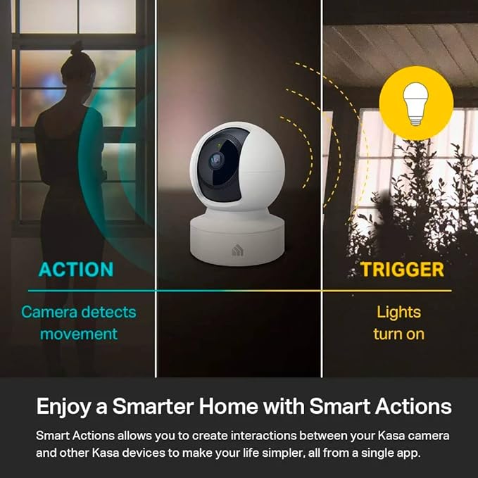 Kasa 1080p Indoor Pan/Tilt Wired Security Camera - Works as a Baby & Pet Monitor, Motion Detection & Tracking, 2-Way Audio, Night Vision, Subscription-Free Local Storage or Optional Cloud, EC70