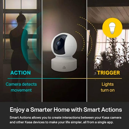 Kasa 1080p Indoor Pan/Tilt Wired Security Camera - Works as a Baby & Pet Monitor, Motion Detection & Tracking, 2-Way Audio, Night Vision, Subscription-Free Local Storage or Optional Cloud, EC70