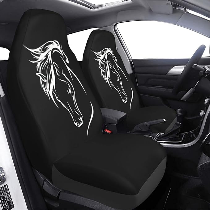 Foruidea Horse Head Car Seat Covers Universal 2 Pcs Auto Front Seat Cover Fit Most Cars,SUV,Sedan,Trucks