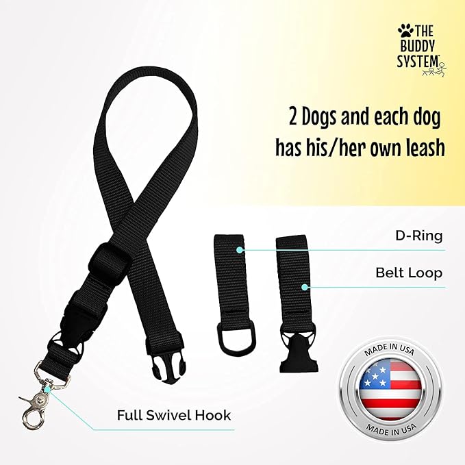 The Buddy System Accessories for Our Dog Leashes Made in USA (Extra Buddy, Regular Dog Black)
