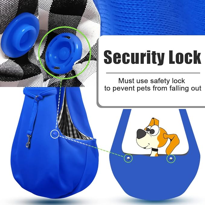 Tomkas Small Dog Cat Sling Carrier Puppy Purse Travel Wrap Soft Crossbody Pet Bag (Royal Blue, M - Zip Pocket & Adjust Strap)
