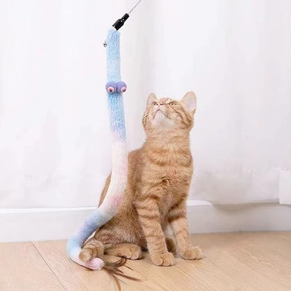Cat Toys for Indoor Toys,Rainbow Cat Wand Toys,Feather Flips Plush Ball Cat Toys,Interactive Feather Toy for Teaser Play and Chase Exercise with Kitten 3 Pack (Pack 3)