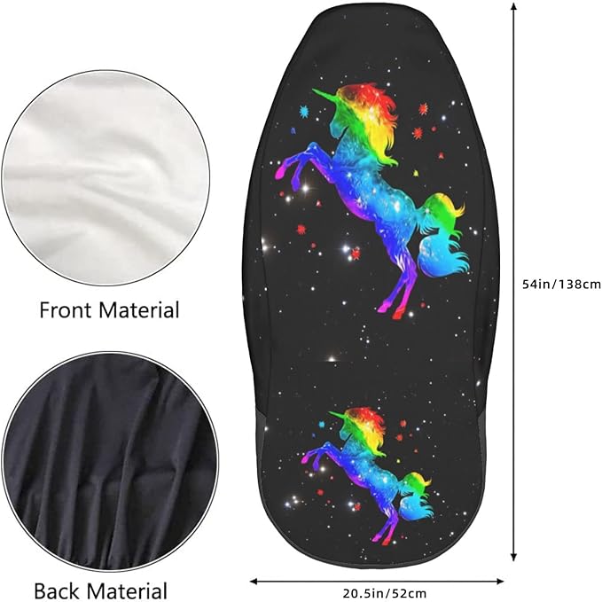 Foruidea Galaxy Rainbow Unicorn Car Seat Covers Universal 2 Pcs Auto Front Seat Cover Fit Most Cars,SUV,Sedan,Trucks