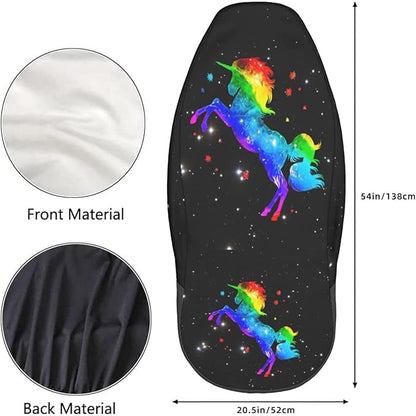 Foruidea Galaxy Rainbow Unicorn Car Seat Covers Universal 2 Pcs Auto Front Seat Cover Fit Most Cars,SUV,Sedan,Trucks
