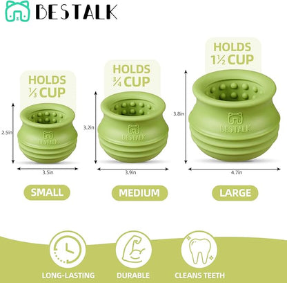 Dog Enrichment Treat Toy, Long-Lasting Wobbly Interactive Freeze Lick Toys for Dogs, Stuffable Puzzle Feeder Toy for Boredom, Silicone Treat Dispensing Chew Toy (Green,M)