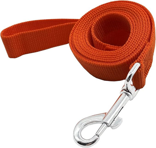 Nylon Dog Training Leash, Traction Rope, 4Ft /5 Foot /6 Feet Long, 5/8 inch 3/4 Inch 1 Inch Wide, for Small and Medium Dogs (5/8'' x 6 FT, Orange)