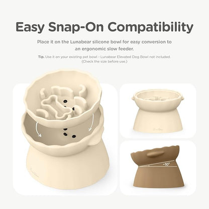 Slow Feeder Dog Bowls Made of Premium Food-Grade Silicone, Anti-Choking & Slow Eating for Improved Digestion, Non-Slip, Soft & Durable (Ivory, Doggy)
