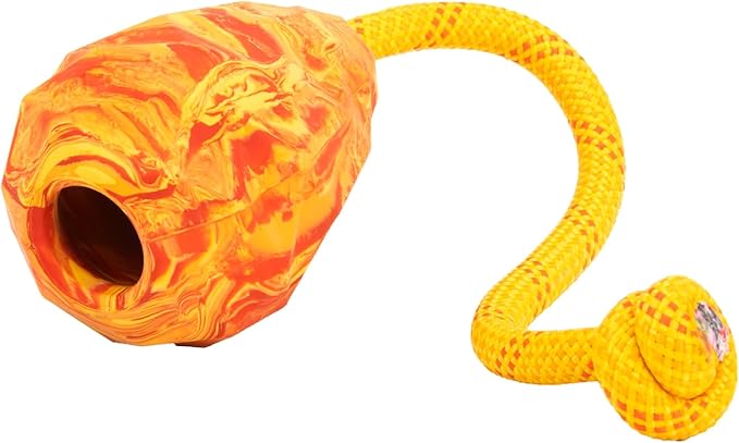 Ruffwear, Huck-a-Cone Dog Toy – Durable Tug, Throw & Fetch Toy with Knotted Rope Handle, Interactive Play for Dogs, Salamander Orange
