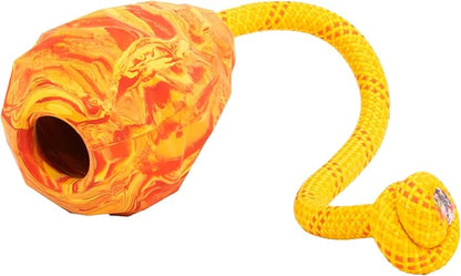 Ruffwear, Huck-a-Cone Dog Toy – Durable Tug, Throw & Fetch Toy with Knotted Rope Handle, Interactive Play for Dogs, Salamander Orange