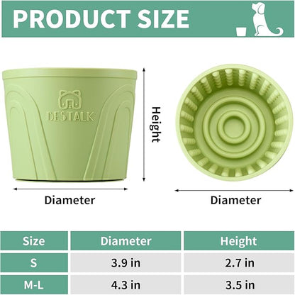 Dog Lick Bowl, Bestalk Anxiety Relief Slow Feeder Dog Lick Mat Treat Dispenser, Non-Slip Dog Licking Bowl Dog Enrichment Toys for Small Medium and Large Breed Dogs, BPA Free Silicone(Green,M-L)