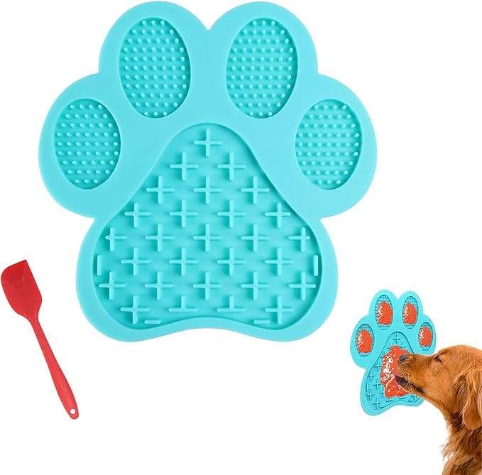 Dog Licking Mat for Anxiety Peanut Butter Slow Feeder Bowls Licking Pad with Strong Suction to Wall for Pet Bathing,Grooming,and Dog Training (Light Blue)