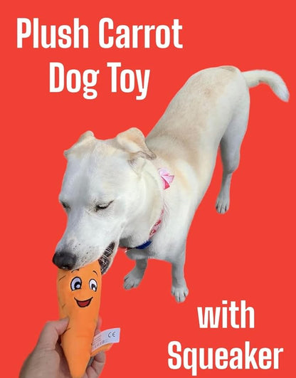 Glow Pups Carrot Shaped Plush Dog Toy, Dog Toy with Squeaker for Small and Medium Size Dogs (Carrot)