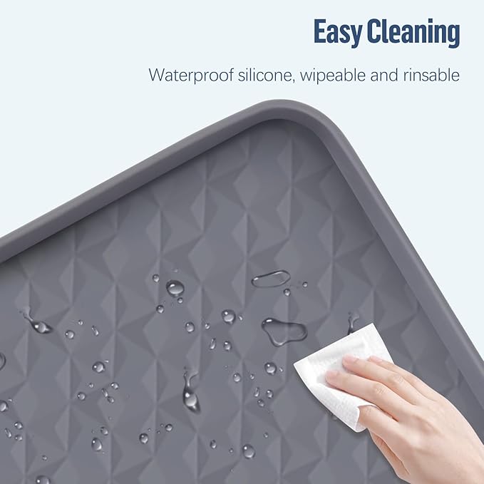 Pee Pad Holder for Dogs, 51" x 25.6" Silicone Pee Tray Mat Leak-Proof, High Edge, No Spill Pet Pad Holder for Puppy, Cat, Rabbit, Training Pads for Floor Protection, No Pee Pads (Grey)