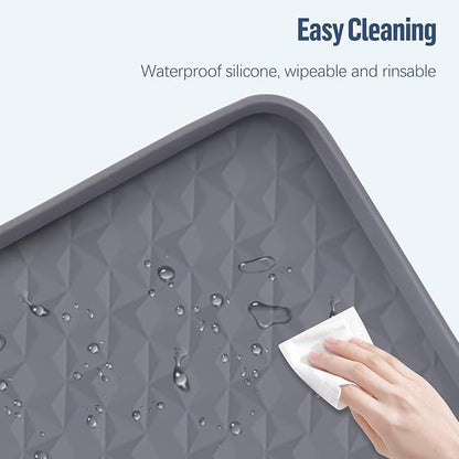 Pee Pad Holder for Dogs, 51" x 25.6" Silicone Pee Tray Mat Leak-Proof, High Edge, No Spill Pet Pad Holder for Puppy, Cat, Rabbit, Training Pads for Floor Protection, No Pee Pads (Grey)