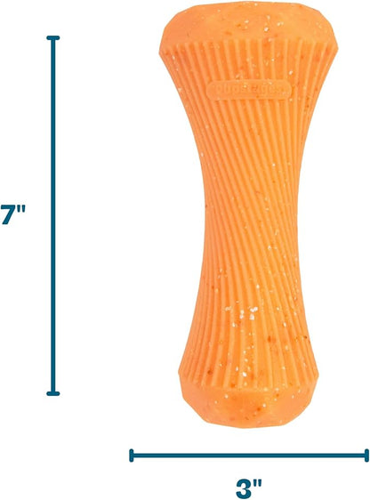 Flex-Force Stick Dog Toy – Chew & Fetch, Hollow Center for Treat Stuffing, Floats in Water, Honey-Peach Scent, Medium & Large Breeds, 7" x 3" x 3"