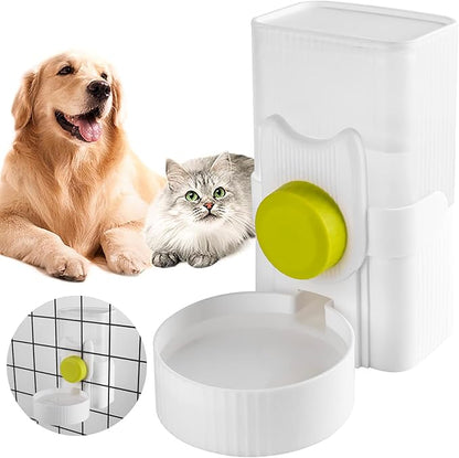 Automatic Replenish Pet Waterer, 1L Capacity Auto Siphon Gravity Cage Hanging Water Dispenser Set for Dog and Cat Small Animals, Removable Pet Water Bottle Water Container (Waterer, Green)