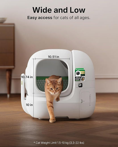 PETKIT 2025 Purobot Max Pro 2 AI-Camera Self Cleaning Cat Litter Box, Extra Large Opening 210° Wide Angle Lens Cat Facial Recognition Automatic Litter Box with 5G WiFi App Control Odor-Free