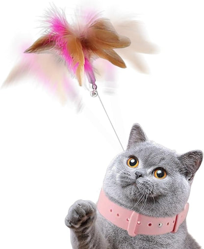 Pet Feather Wand - Flexible Feather Teaser with Wire | Interactive Cat Wand Feathers, Steel Wire Cat Toy Wand, Flying Feather Cat Catcher, Colorful Cat Wand String for Kitten Exercising Chasing