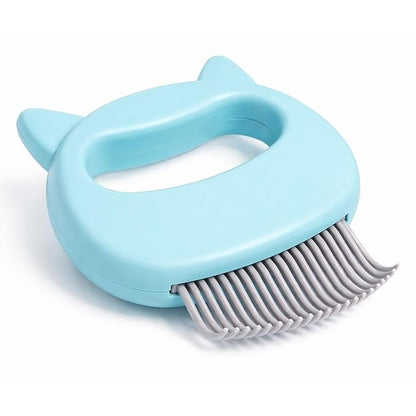 Pet Hair Removal Massage Shell Comb, Soft Deshedding & Dematting Grooming Brush for Dogs, Cats, Puppies & Rabbits – Removes Loose Fur & Mats, For Long & Short Hair (Cyan)