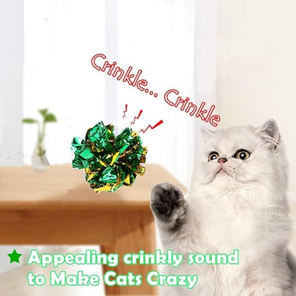 Mylar Crinkle Balls Cat Toys Interactive Crinkle Cat Toy Balls Independent Pet Kitten Cat Toys for Fat Cats Kittens Exercise, Soft and Right Size (6 Pack)