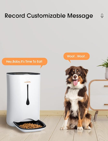WOPET Automatic Pet Feeder Food Dispenser for Cats and Dogs–Features: Distribution Alarms,Portion Control,Voice Recorder, & Programmable Timer for up to 4 Meals per Day