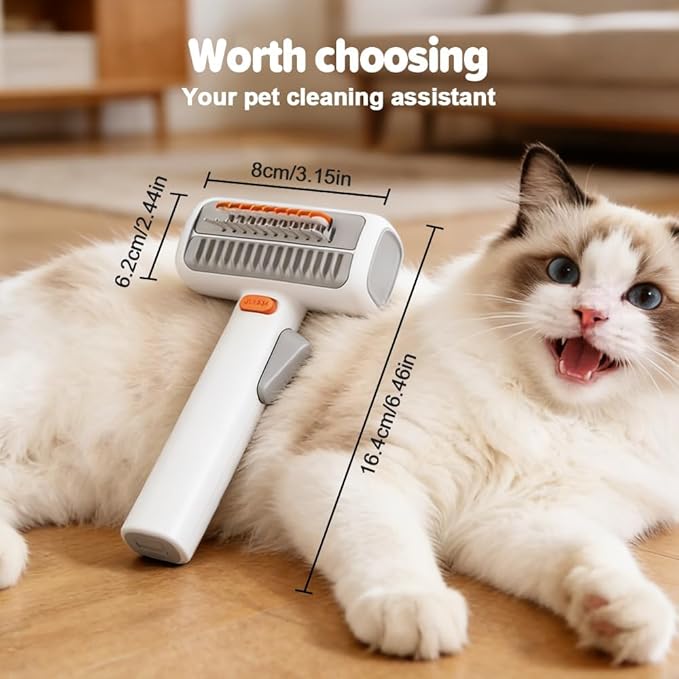 2-in-1 Pet Self-Detangling & Grooming Comb, 2026 New Deshedding Tool for Dogs & Cats, Undercoat Rake & Brush for Long or Short Hair, Removes Mats, Tangles & Loose Fur (White*1)
