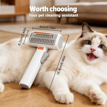 2-in-1 Pet Self-Detangling & Grooming Comb, 2026 New Deshedding Tool for Dogs & Cats, Undercoat Rake & Brush for Long or Short Hair, Removes Mats, Tangles & Loose Fur (White*1)